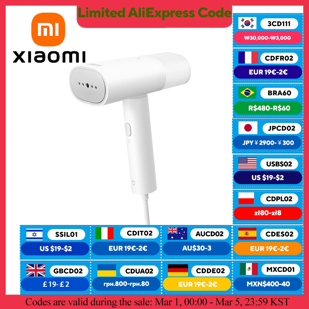 New XIAOMI MIJIA Handheld Garment Steamer 2 iron Home Electric Steam Cleaner Portable Foldable Mite Removal Flat Ironing Machine