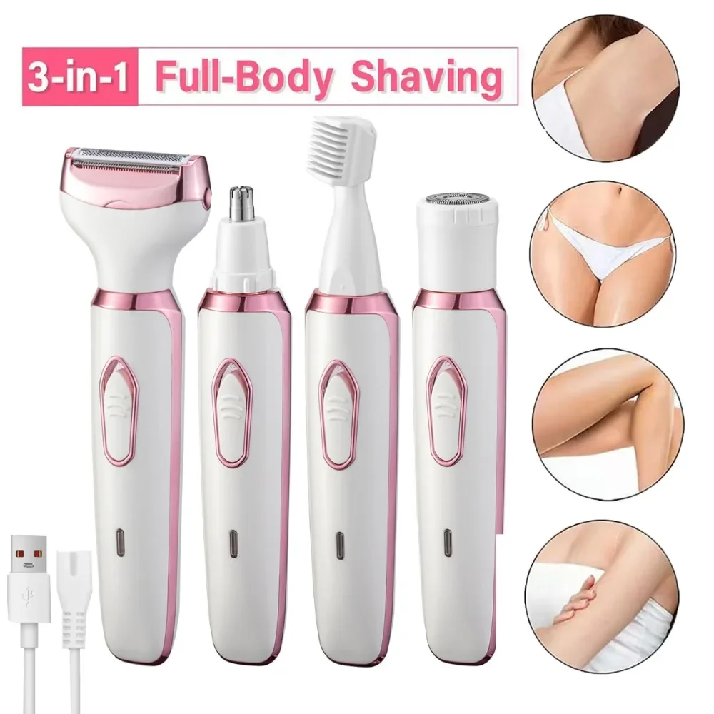 4 in 1 Electric Lady Shaver Body Hair Removal Epilator Painless Cordless Trimmer Razor Gifts for Women Home Appliances