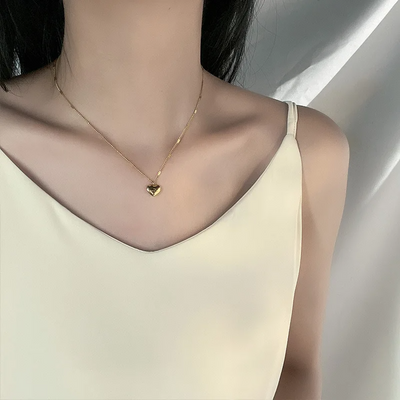 Summer Style Stainless Steel Love Necklace Clavicle Chain 18K Gold Color Necklace For Women Fashion Jewelry Gift