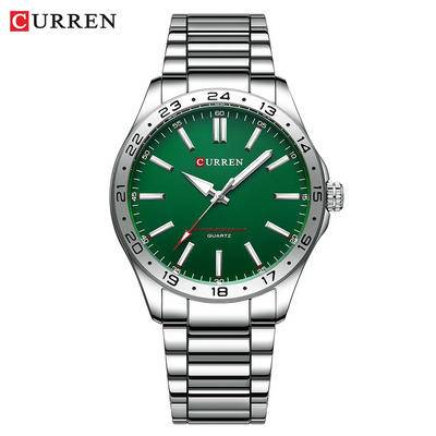 CURREN 8452 Men Quartz Watch Simple Fashion Leisure Business Clock Black Silvery Stainless Steel Strap Wristwatch for Male