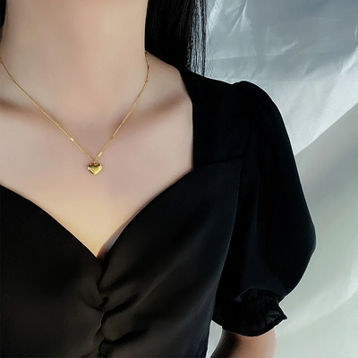 Summer Style Stainless Steel Love Necklace Clavicle Chain 18K Gold Color Necklace For Women Fashion Jewelry Gift