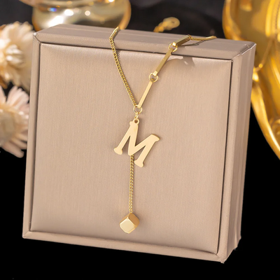 Initial Letter Stainless Steel Pendant Necklace for Women Fashion Gold Color Chain A-Z Alphabet Clavicle Necklaces Jewelry Gift