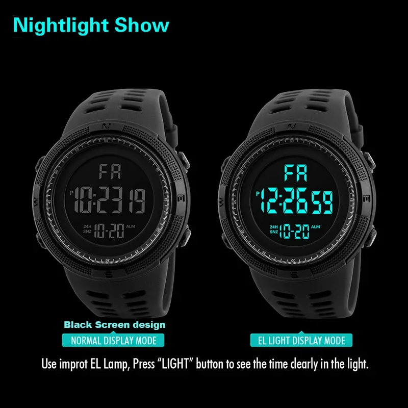 YIKAZE Y01 Military Men Sports Wristwatch Multifunction Men's Digital Watches Waterproof Clock Student Electronic Watch for man