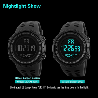 YIKAZE Y01 Military Men Sports Wristwatch Multifunction Men's Digital Watches Waterproof Clock Student Electronic Watch for man