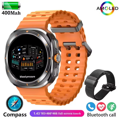 New GPS Watch 7 Ultra 47mm Smart Watch IP68 Waterproof Bluetooth Call Compass Smartwatch for Men Women 1.43" AMOLED Screen SpO2