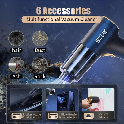 SZUK 780000PA Powerful Vacuum Cleaner Mini Cordless Portable Car Vacuum Cleaner for Home Appliance Handheld Blower Car Cleaner